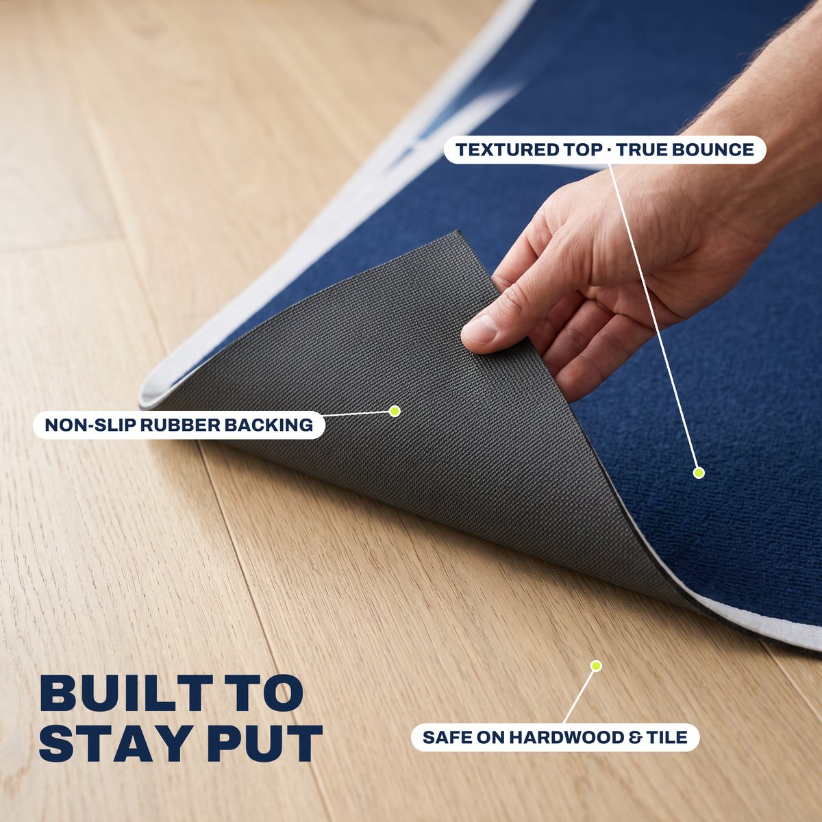 Non-slip rubber backing and textured top
